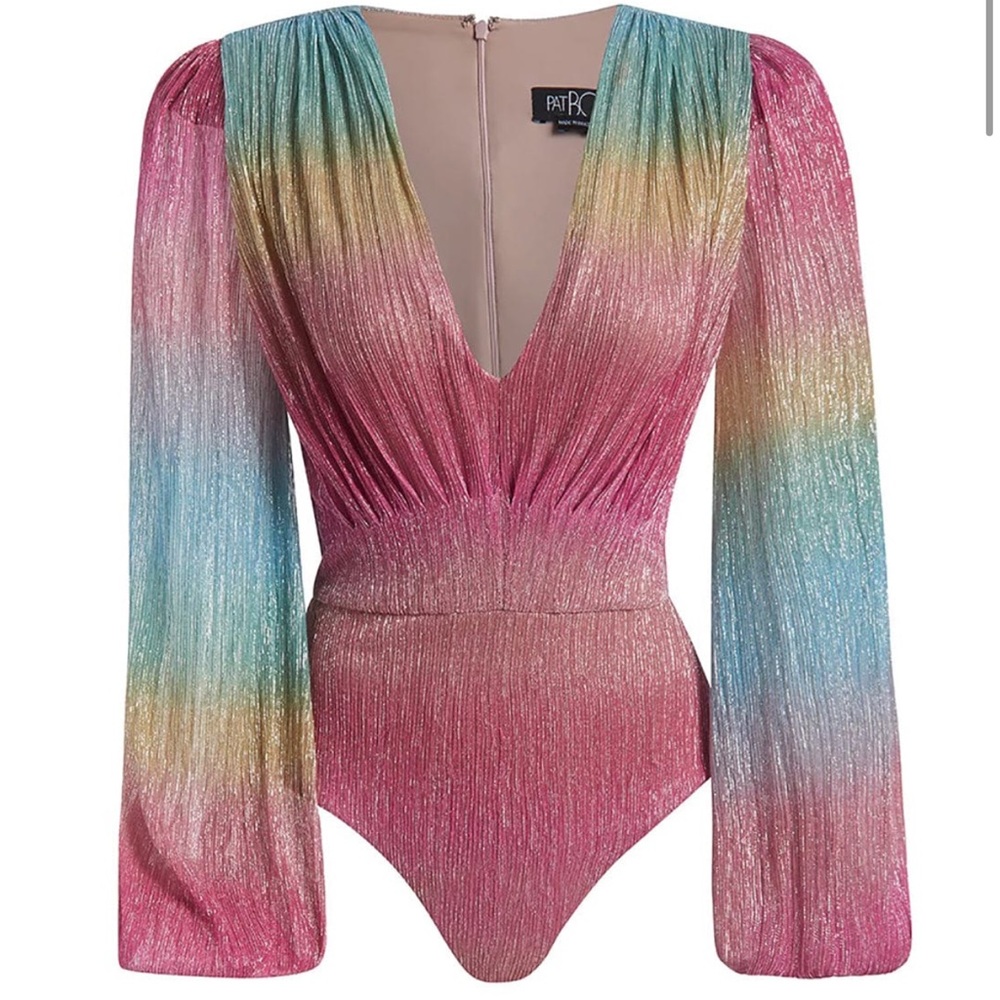 PatBO Prism Lurex Plunge Bodysuit